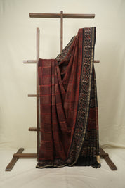 Maroon HBP Cotton Silk Saree With Chanderi Border - SRMCSS1781