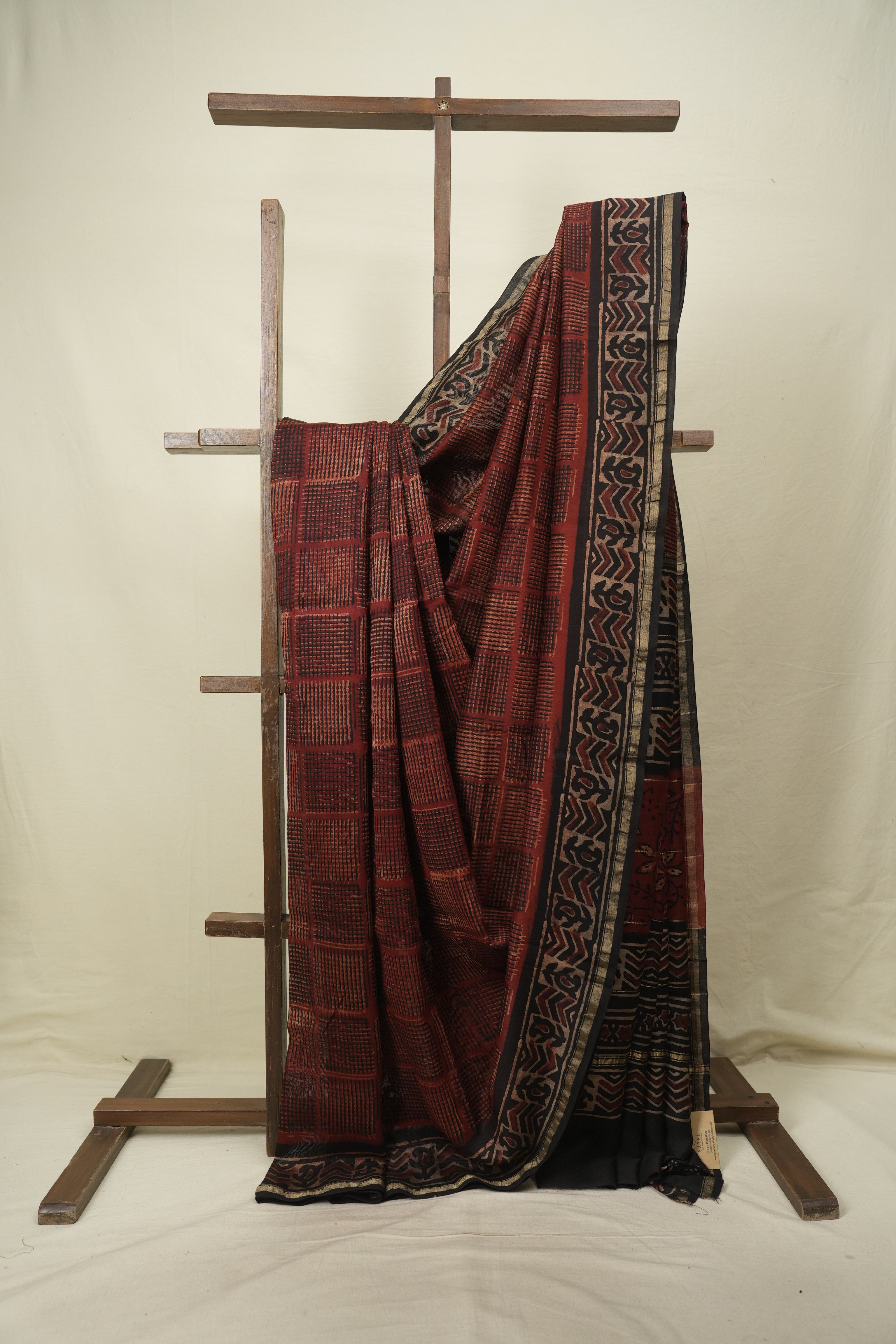 Maroon HBP Cotton Silk Saree With Chanderi Border - SRMCSS1781