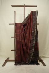 Maroon HBP Cotton Silk Saree With Chanderi Border - SRMCSS1781