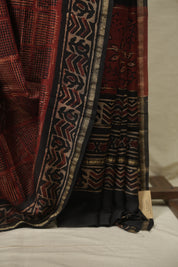 Maroon HBP Cotton Silk Saree With Chanderi Border - SRMCSS1781