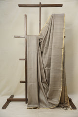 Sage Grey Tussar Silk Saree - SRSGTSS1728