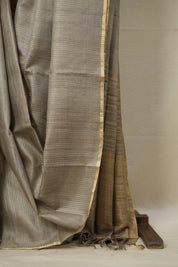 Sage Grey Tussar Silk Saree - SRSGTSS1728
