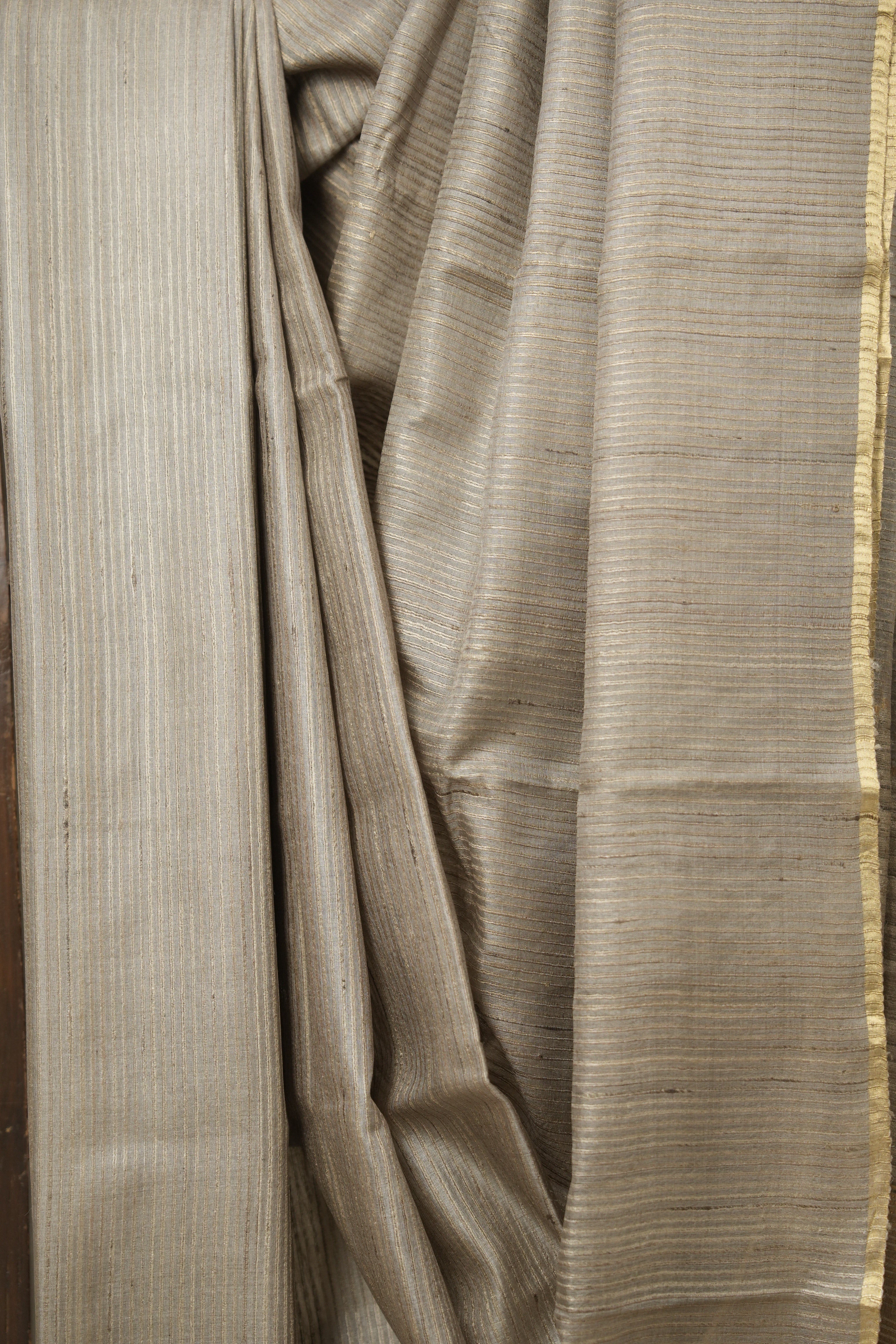 Sage Grey Tussar Silk Saree - SRSGTSS1728