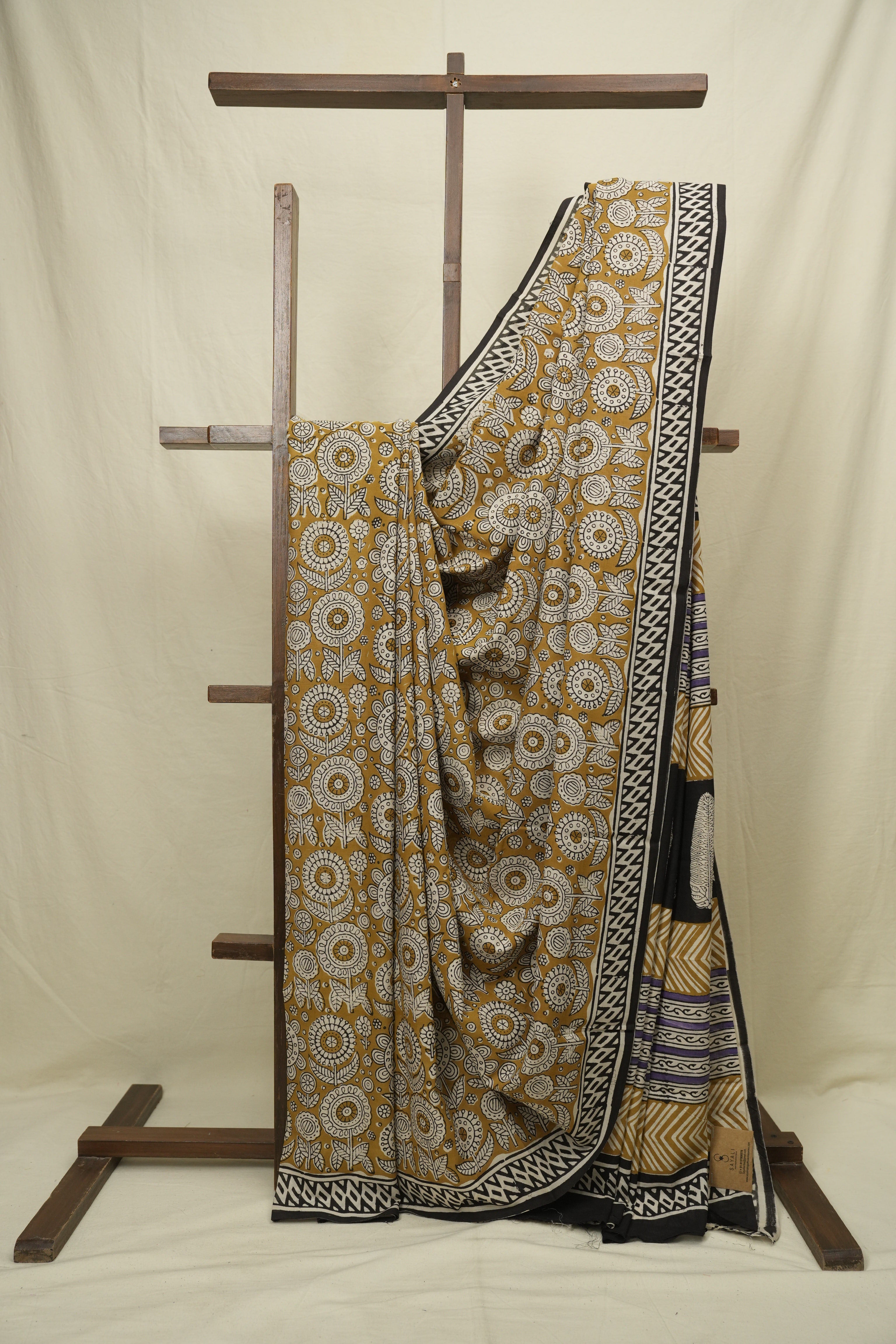 Mustard HBP Cotton Saree - SRMCS3418