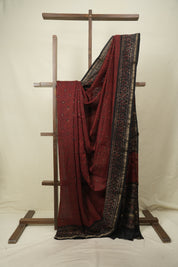 Maroon HBP Cotton Silk Saree With Chanderi Border - SRMCSS1783