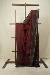 Maroon HBP Cotton Silk Saree With Chanderi Border - SRMCSS1783