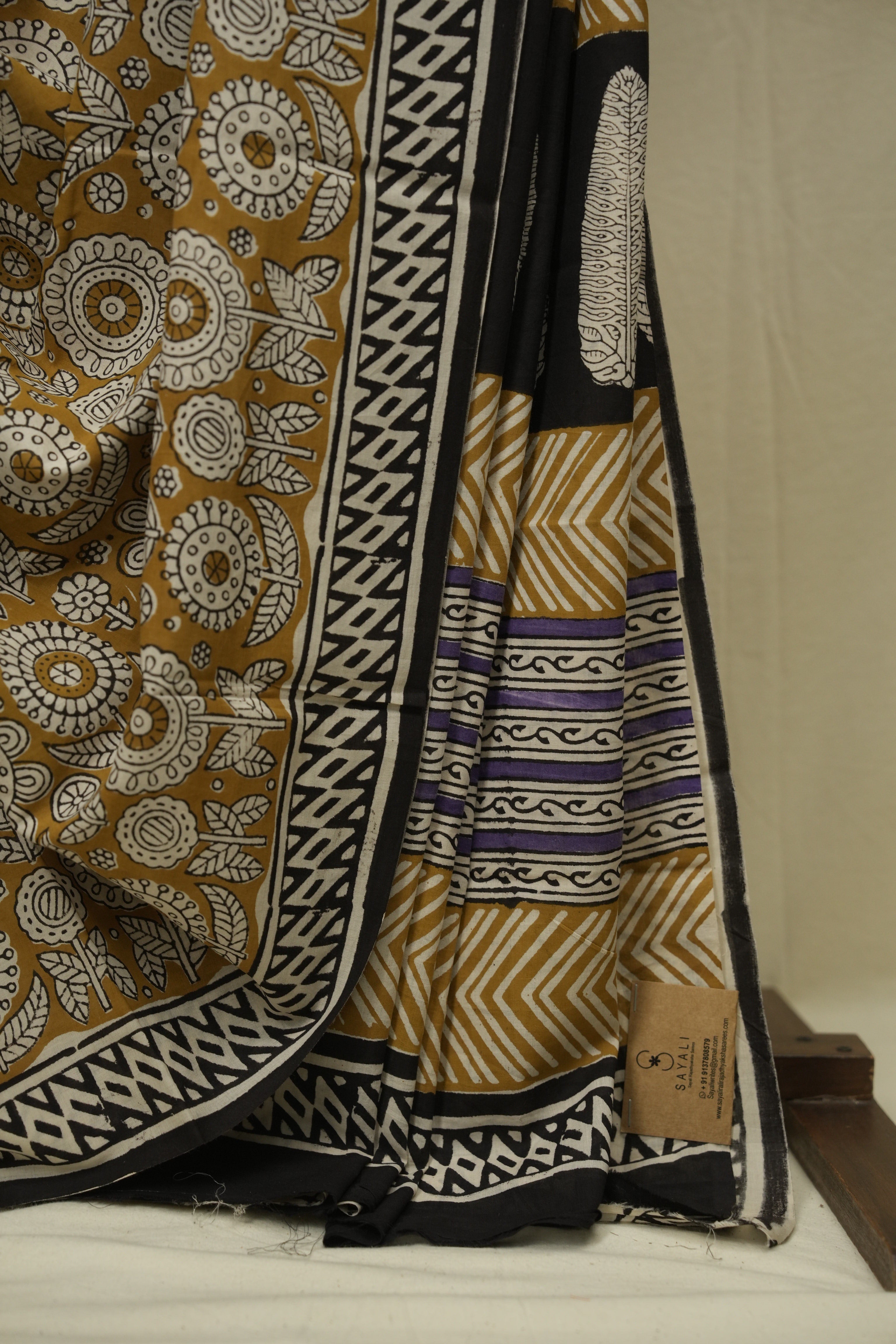 Mustard HBP Cotton Saree - SRMCS3418