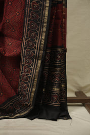 Maroon HBP Cotton Silk Saree With Chanderi Border - SRMCSS1783