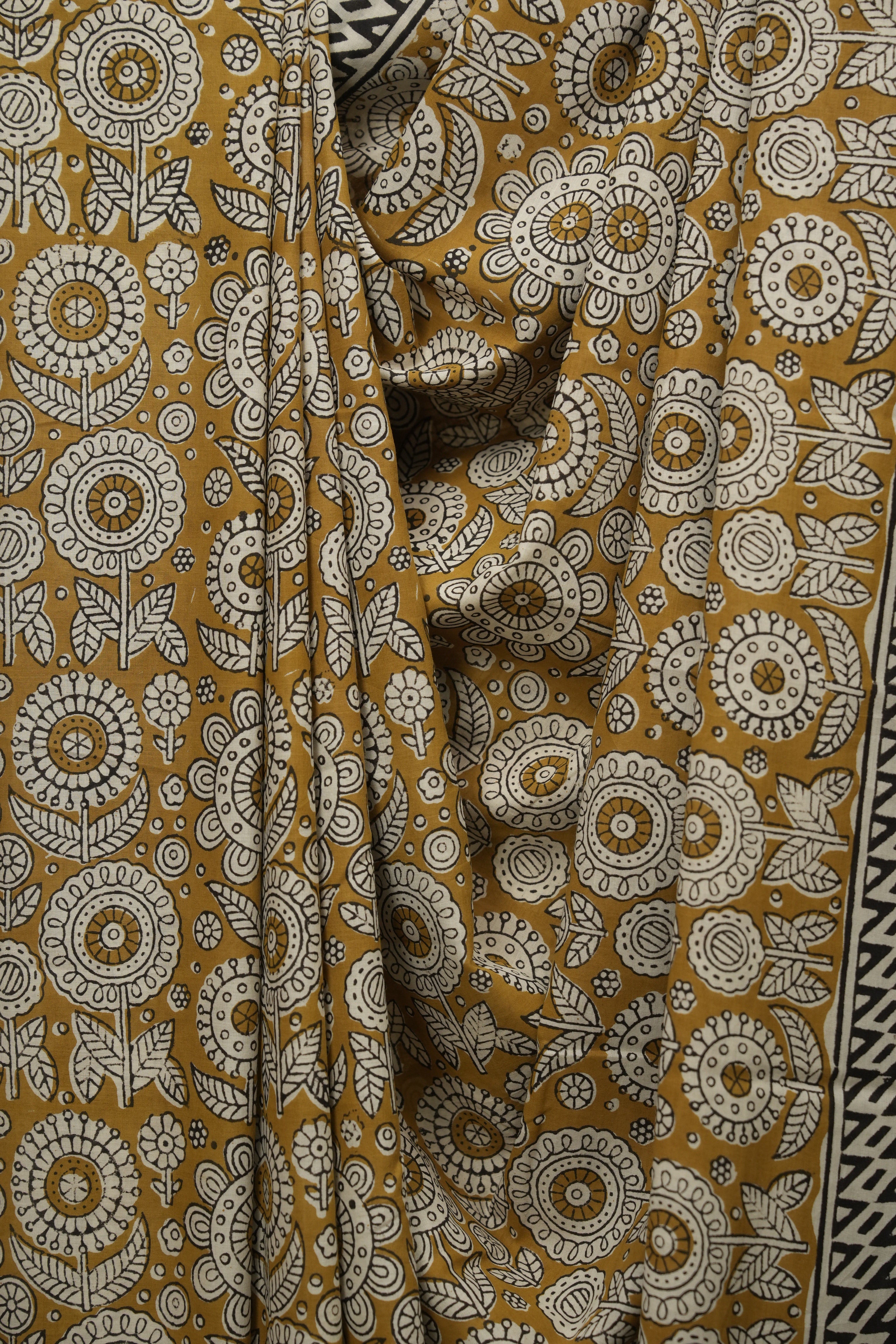 Mustard HBP Cotton Saree - SRMCS3418