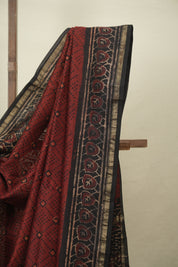 Maroon HBP Cotton Silk Saree With Chanderi Border - SRMCSS1783