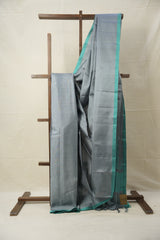 Ash Grey Kanjivaram Silk Saree - SRAGKSS984