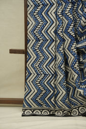 White Blue HBP Cotton Saree - SRWBCS3419