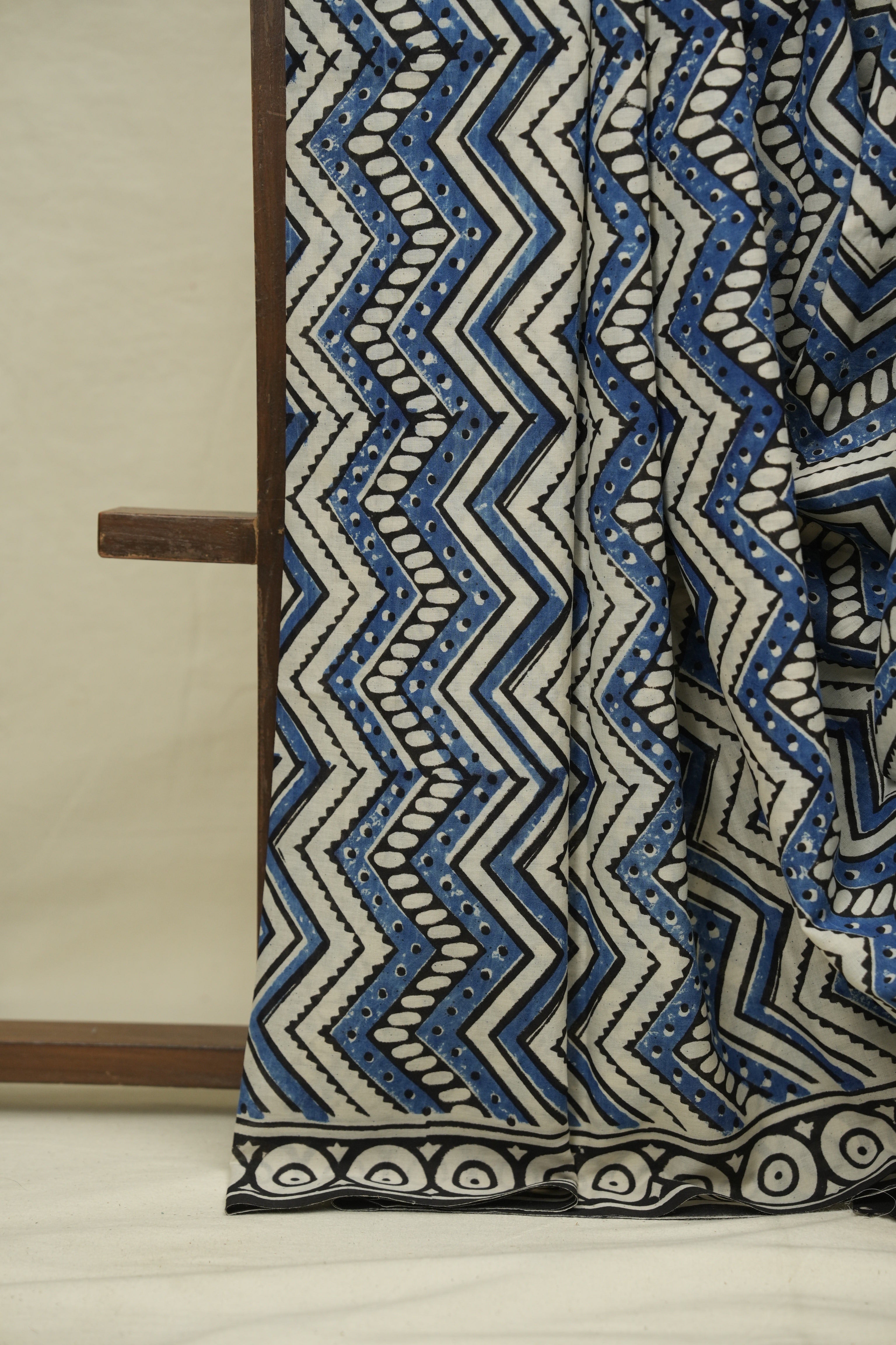 White Blue HBP Cotton Saree - SRWBCS3419