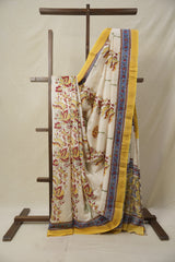 Cream HBP Cotton Silk Saree With Maheshwari Border (DEFECT) - SRCCSS80-PI