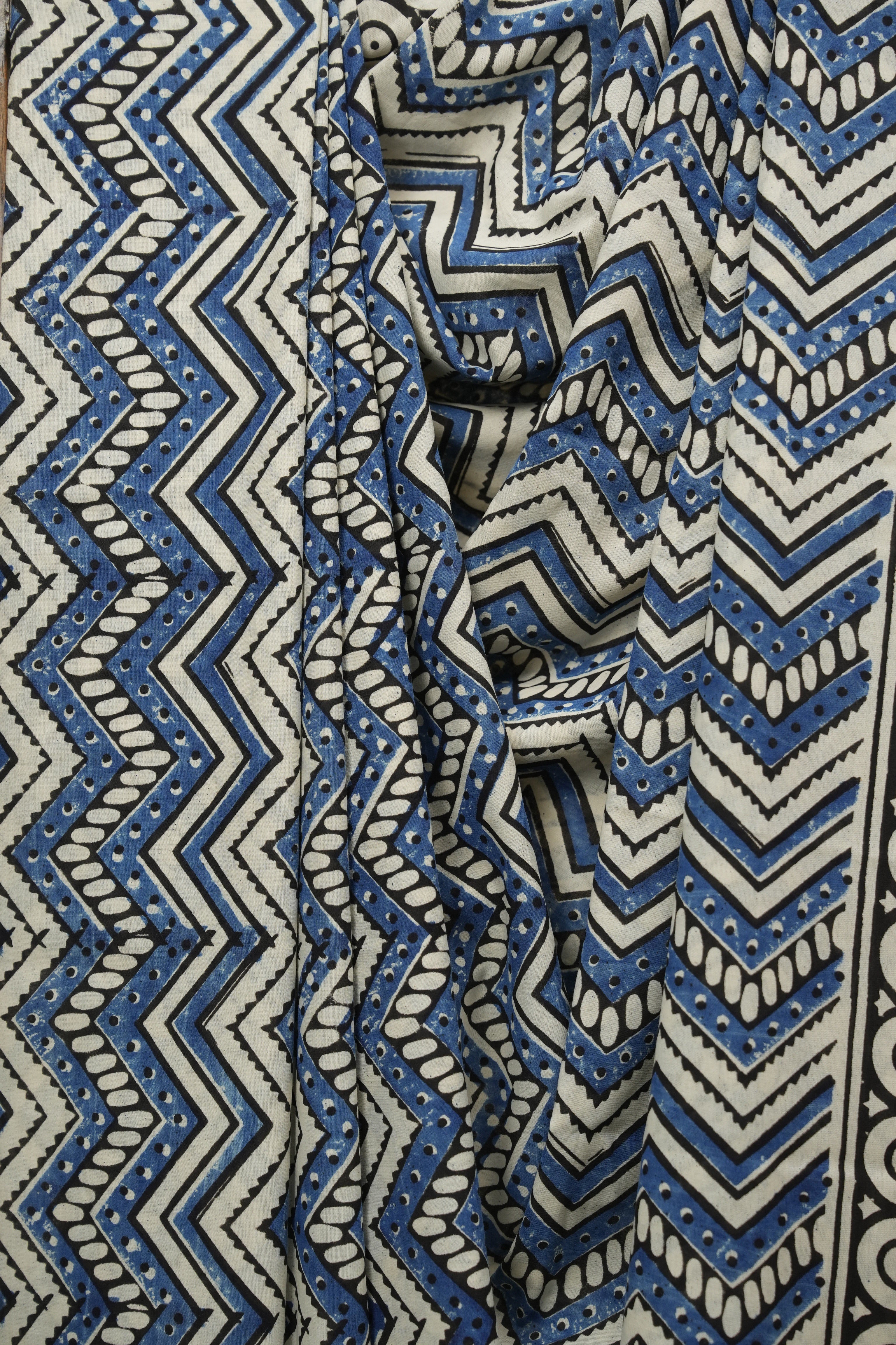 White Blue HBP Cotton Saree - SRWBCS3419