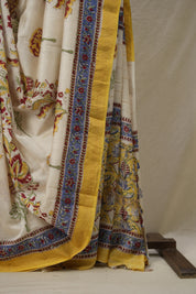 Cream HBP Cotton Silk Saree With Maheshwari Border (DEFECT) - SRCCSS80-PI