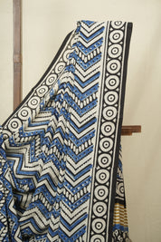 White Blue HBP Cotton Saree - SRWBCS3419