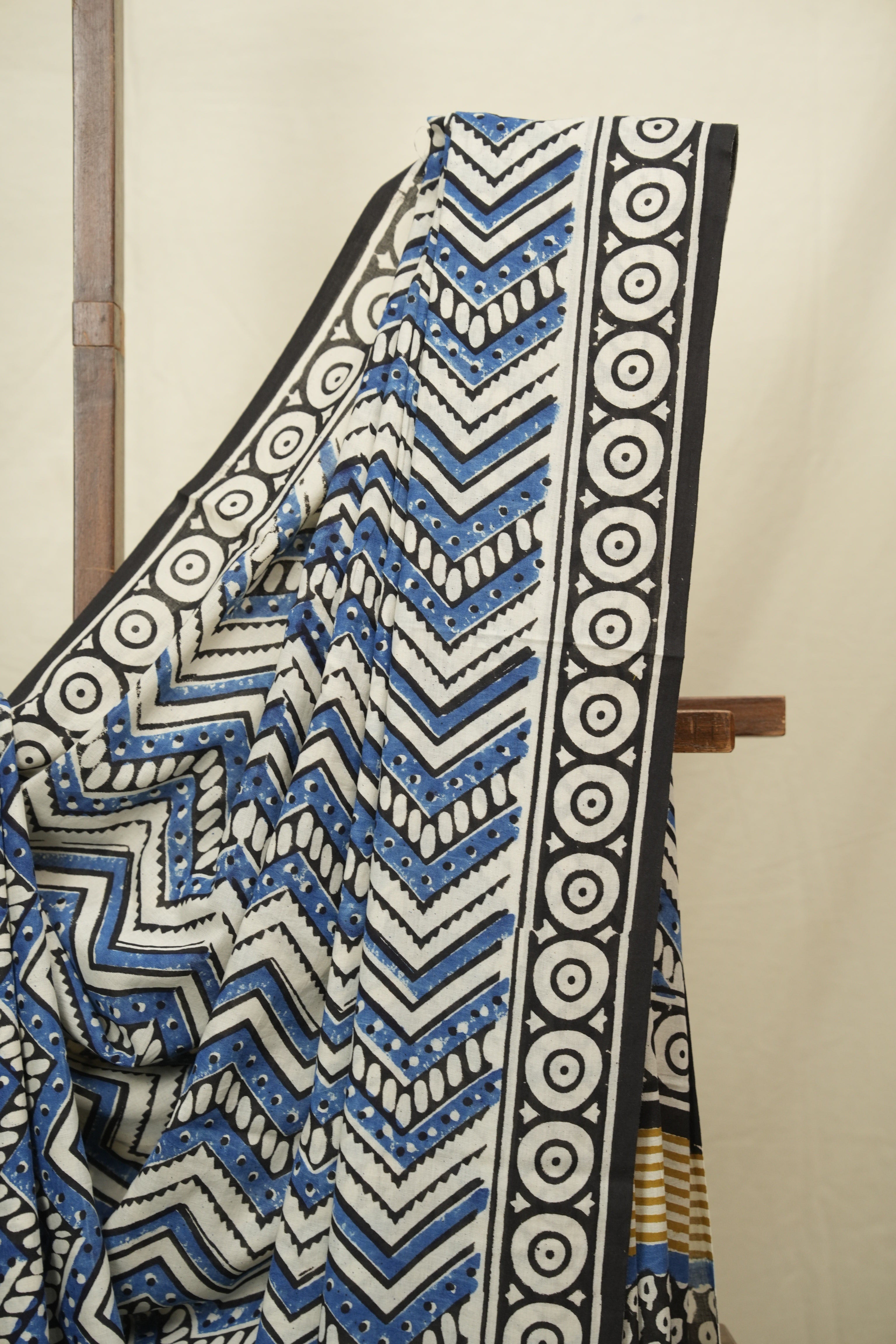White Blue HBP Cotton Saree - SRWBCS3419
