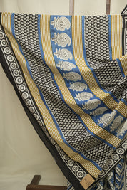 White Blue HBP Cotton Saree - SRWBCS3419