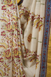 Cream HBP Cotton Silk Saree With Maheshwari Border (DEFECT) - SRCCSS80-PI