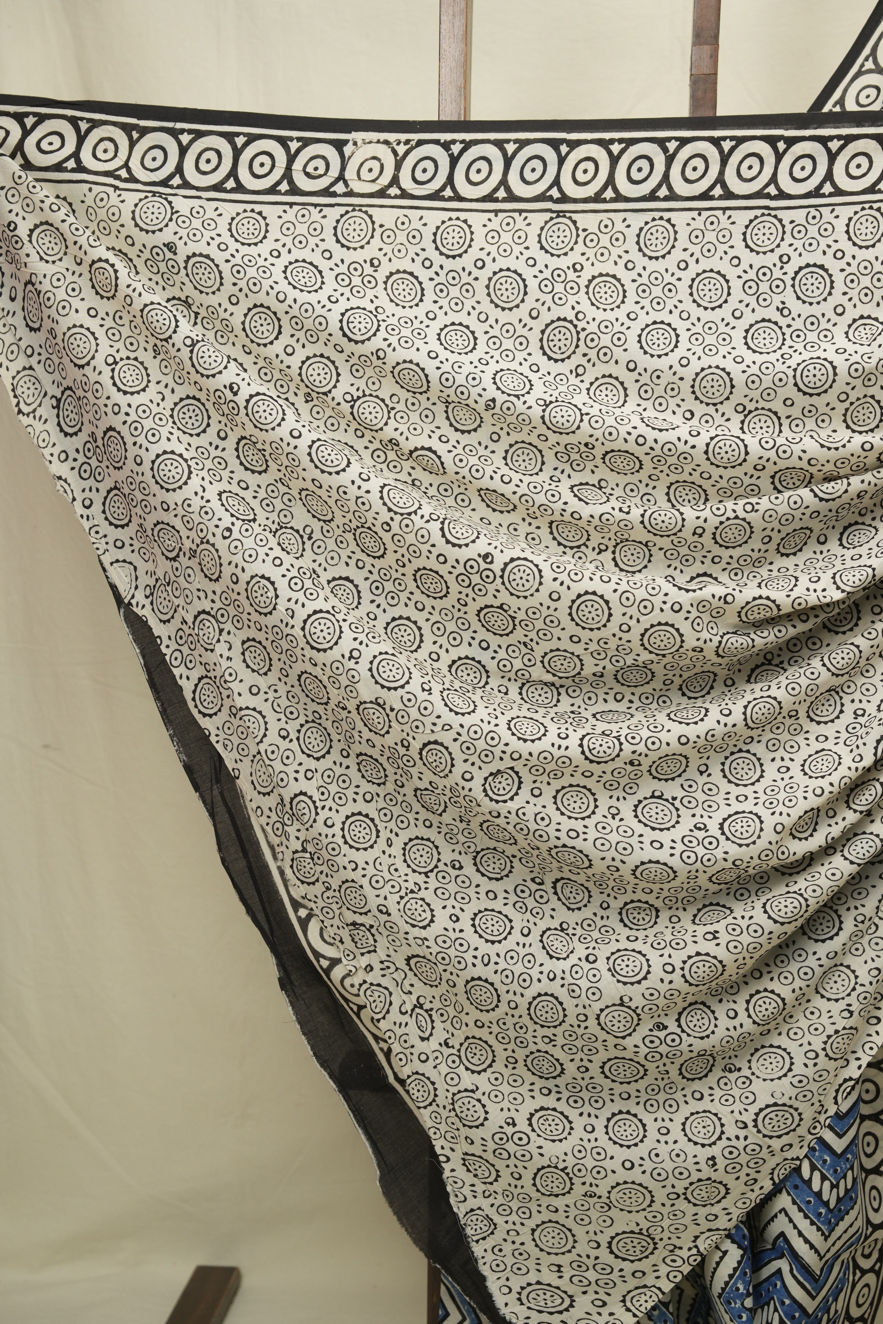White Blue HBP Cotton Saree - SRWBCS3419