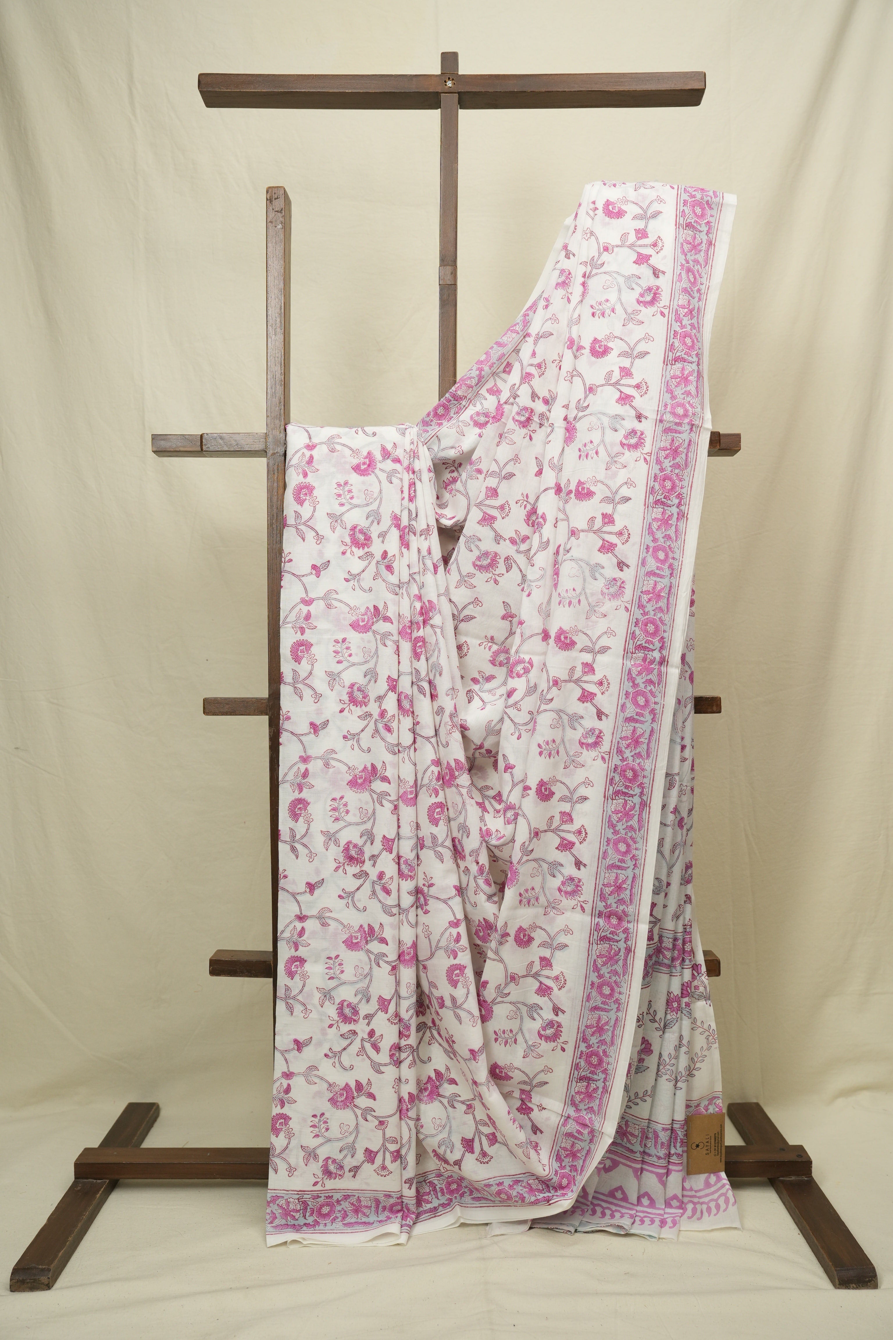 White HBP Cotton Saree - SRWCS3420