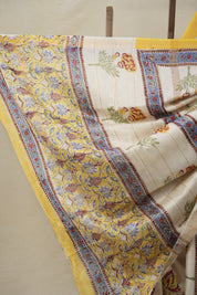 Cream HBP Cotton Silk Saree With Maheshwari Border (DEFECT) - SRCCSS80-PI