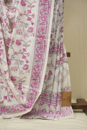 White HBP Cotton Saree - SRWCS3420