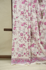 White HBP Cotton Saree - SRWCS3420