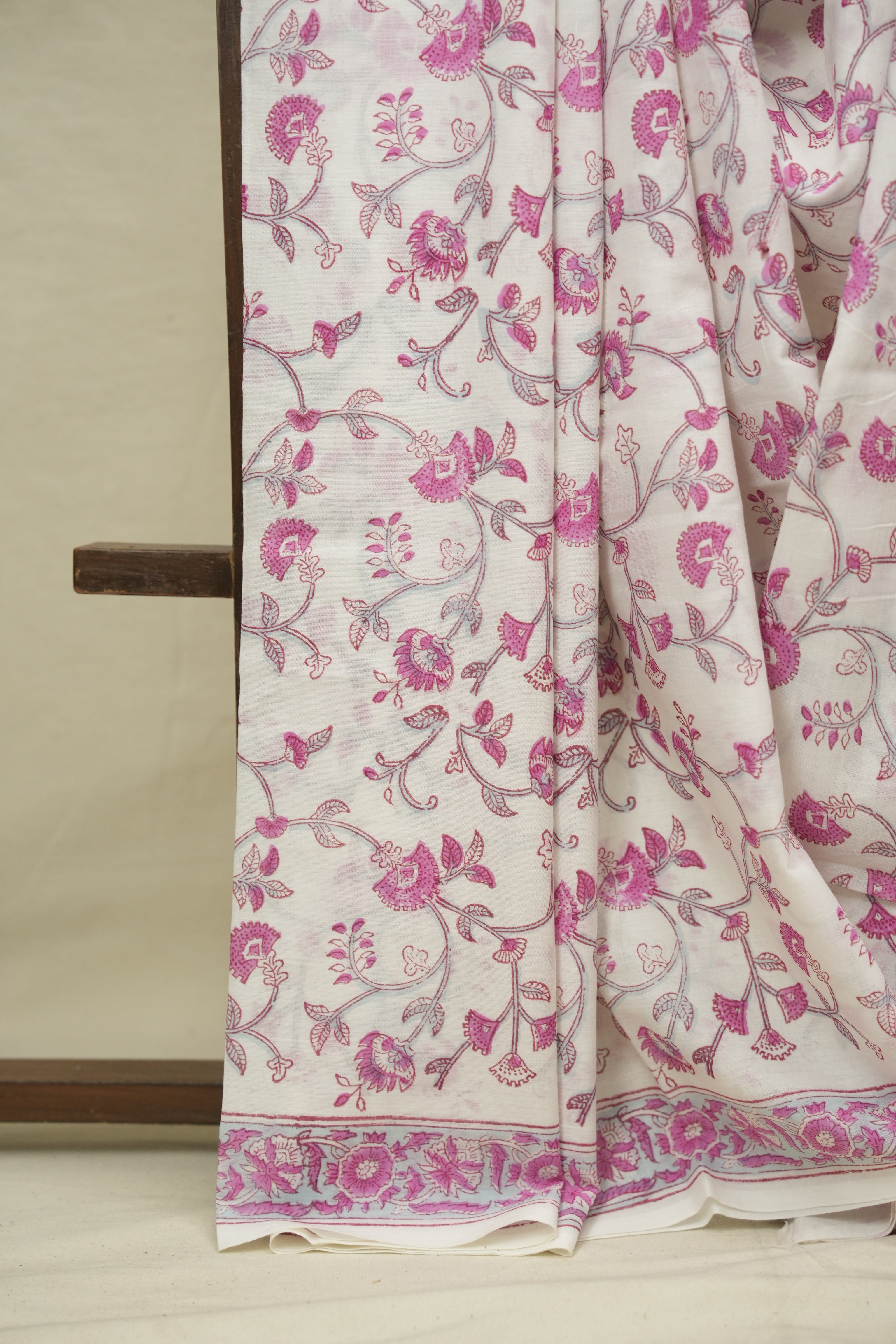 White HBP Cotton Saree - SRWCS3420