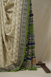 Cream HBP Cotton Saree (DEFECT) - SRCCS78-PI
