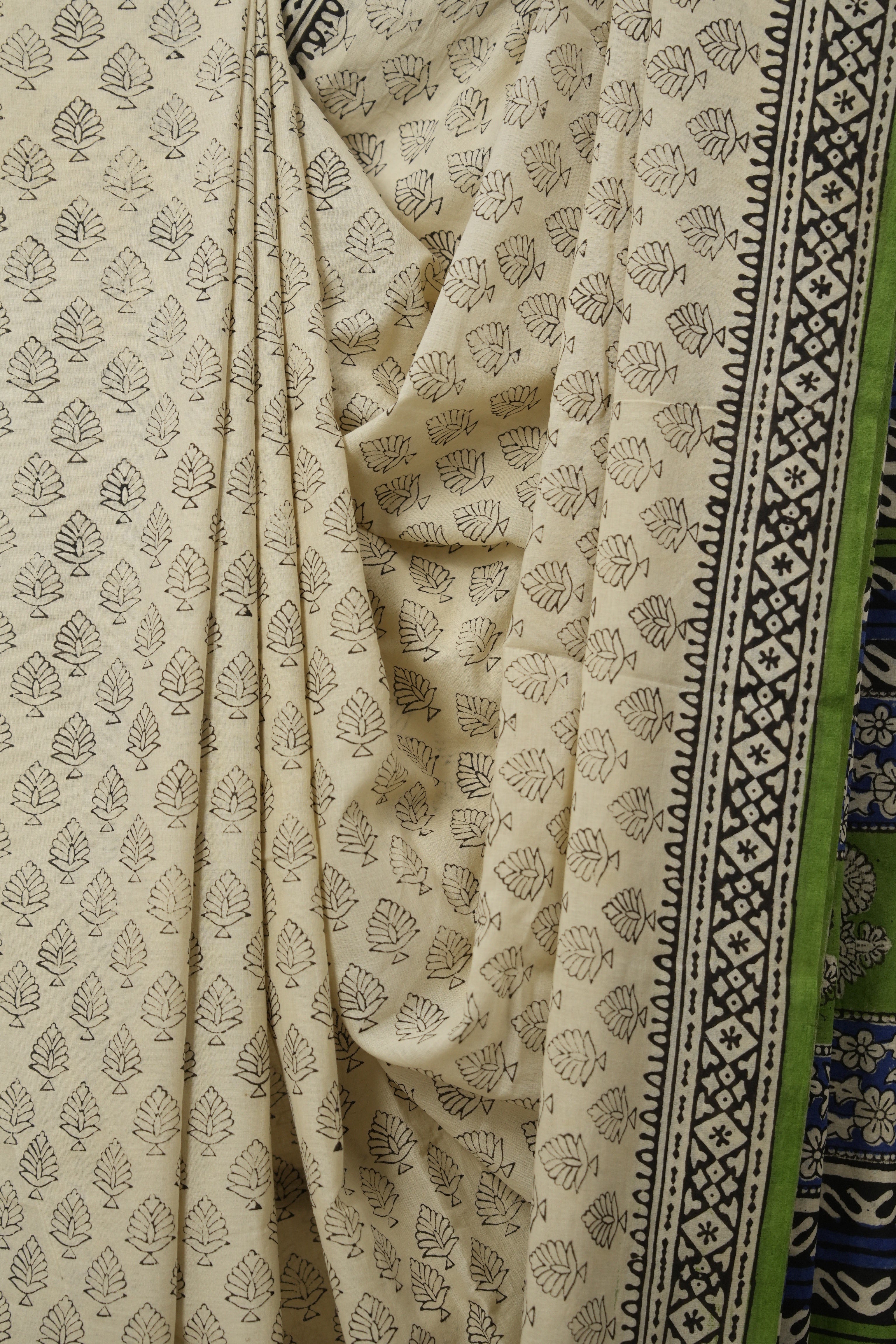 Cream HBP Cotton Saree (DEFECT) - SRCCS78-PI