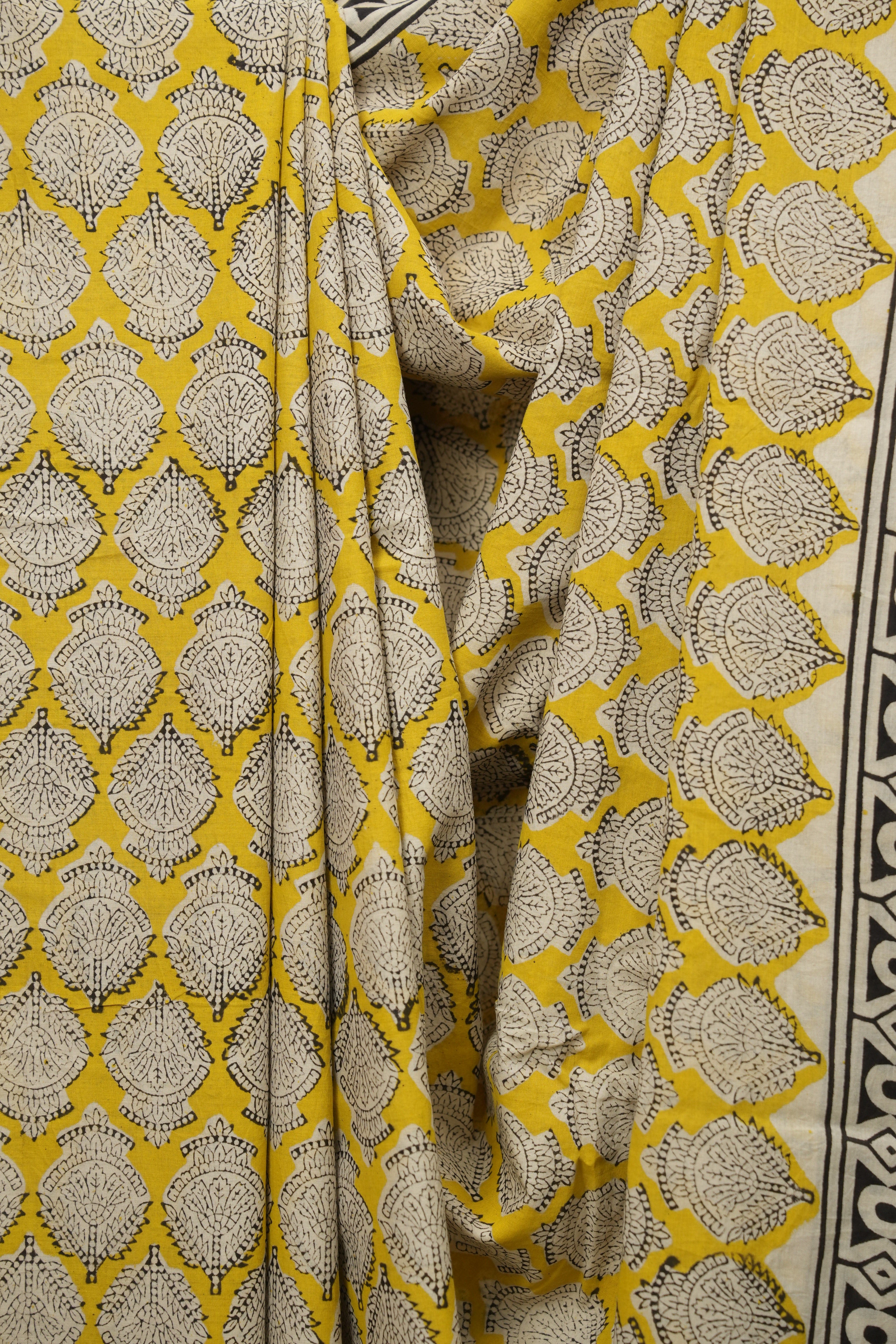 Yellow HBP Cotton Saree - SRYCS3421