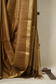 Khaki Brown Tussar Silk Saree - SRKBTSS1725
