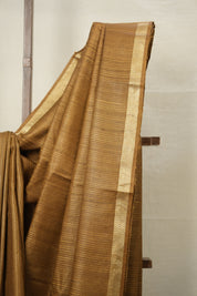 Khaki Brown Tussar Silk Saree - SRKBTSS1725