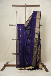 Navy Blue Maheshwari Saree - SRNBMS901