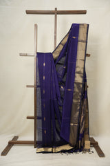 Navy Blue Maheshwari Saree - SRNBMS901