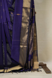 Navy Blue Maheshwari Saree - SRNBMS901