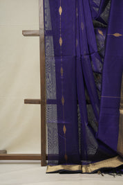 Navy Blue Maheshwari Saree - SRNBMS901