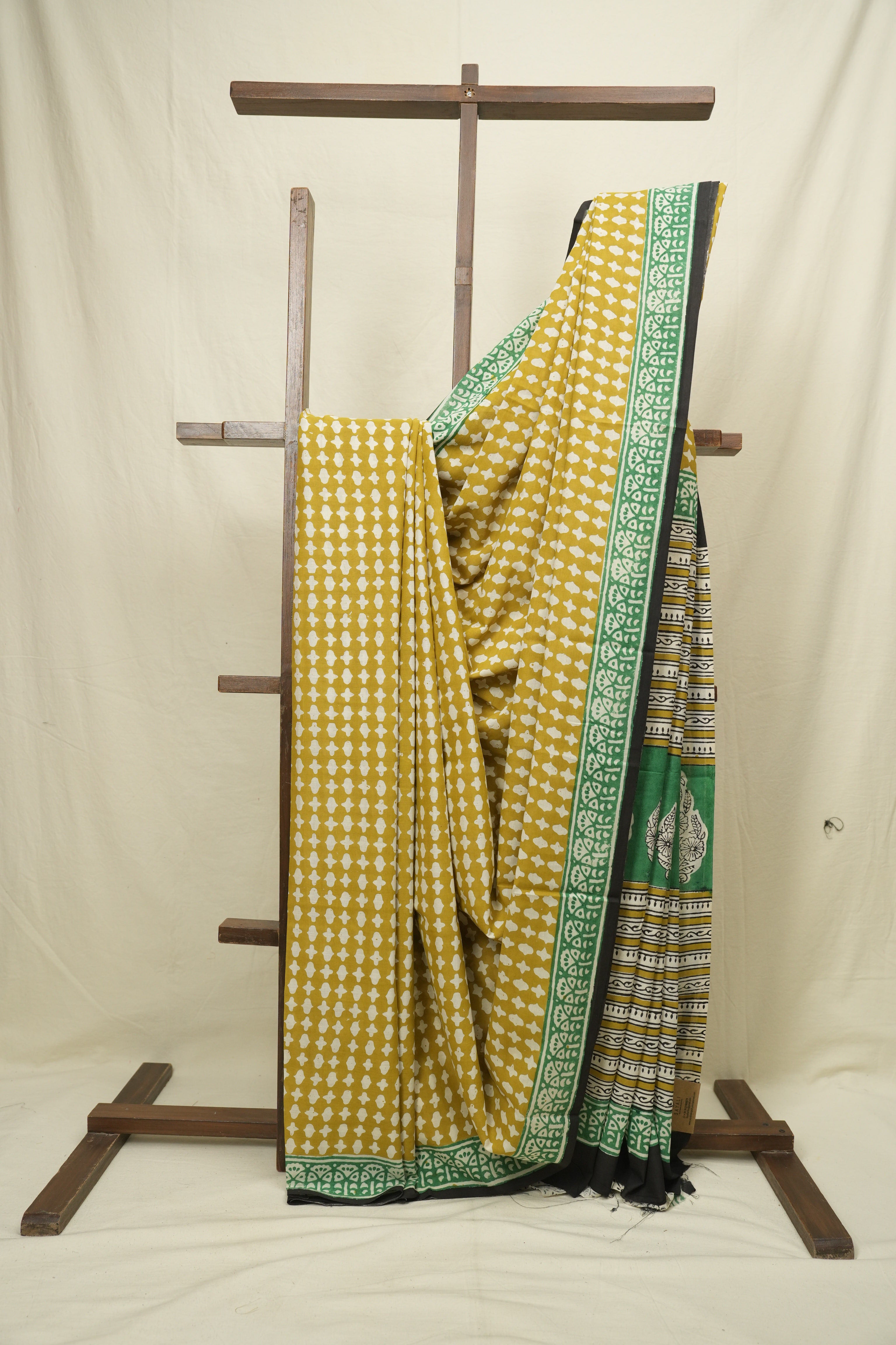 Mustard HBP Cotton Saree - SRMCS3398