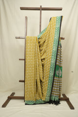 Mustard HBP Cotton Saree - SRMCS3398