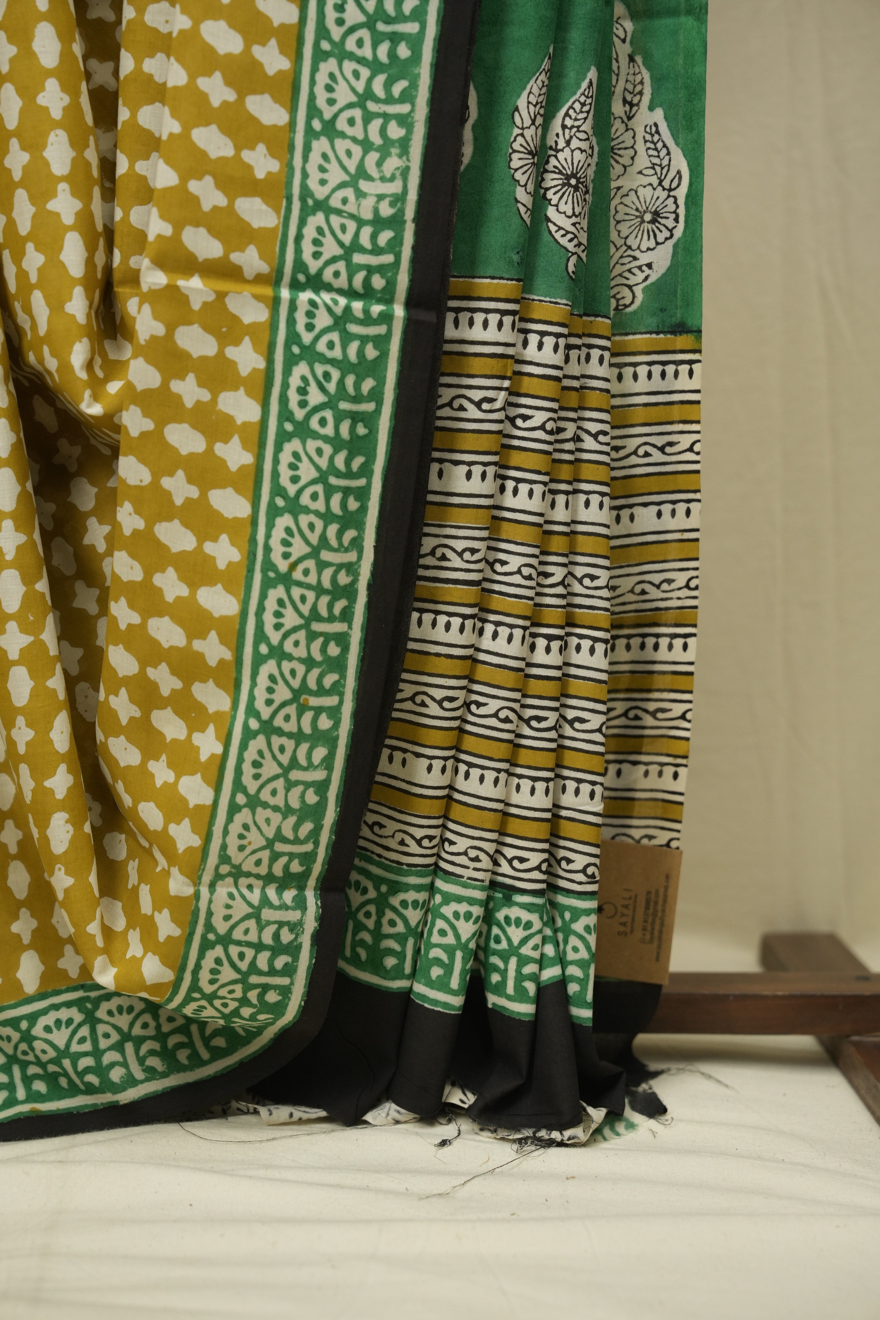 Mustard HBP Cotton Saree - SRMCS3398