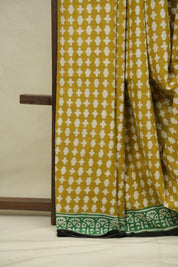 Mustard HBP Cotton Saree - SRMCS3398