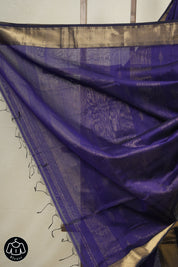 Navy Blue Maheshwari Saree - SRNBMS901