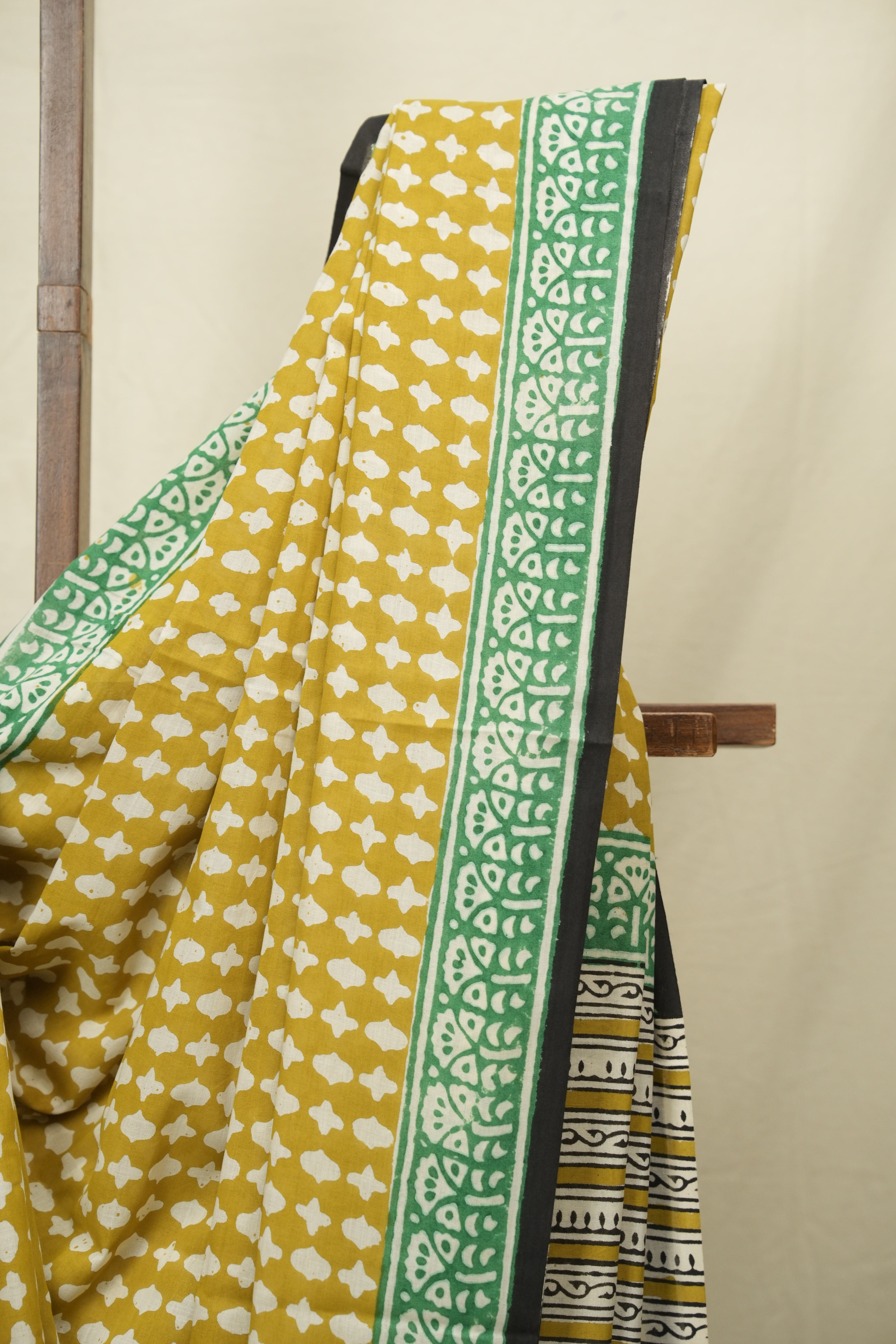 Mustard HBP Cotton Saree - SRMCS3398