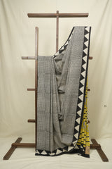 Black White HBP Cotton Saree - SRBWCS3399