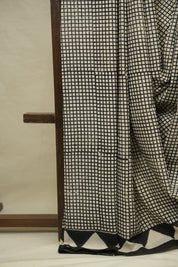 Black White HBP Cotton Saree - SRBWCS3399