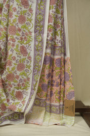 White HBP Cotton Saree - SRWCS3401