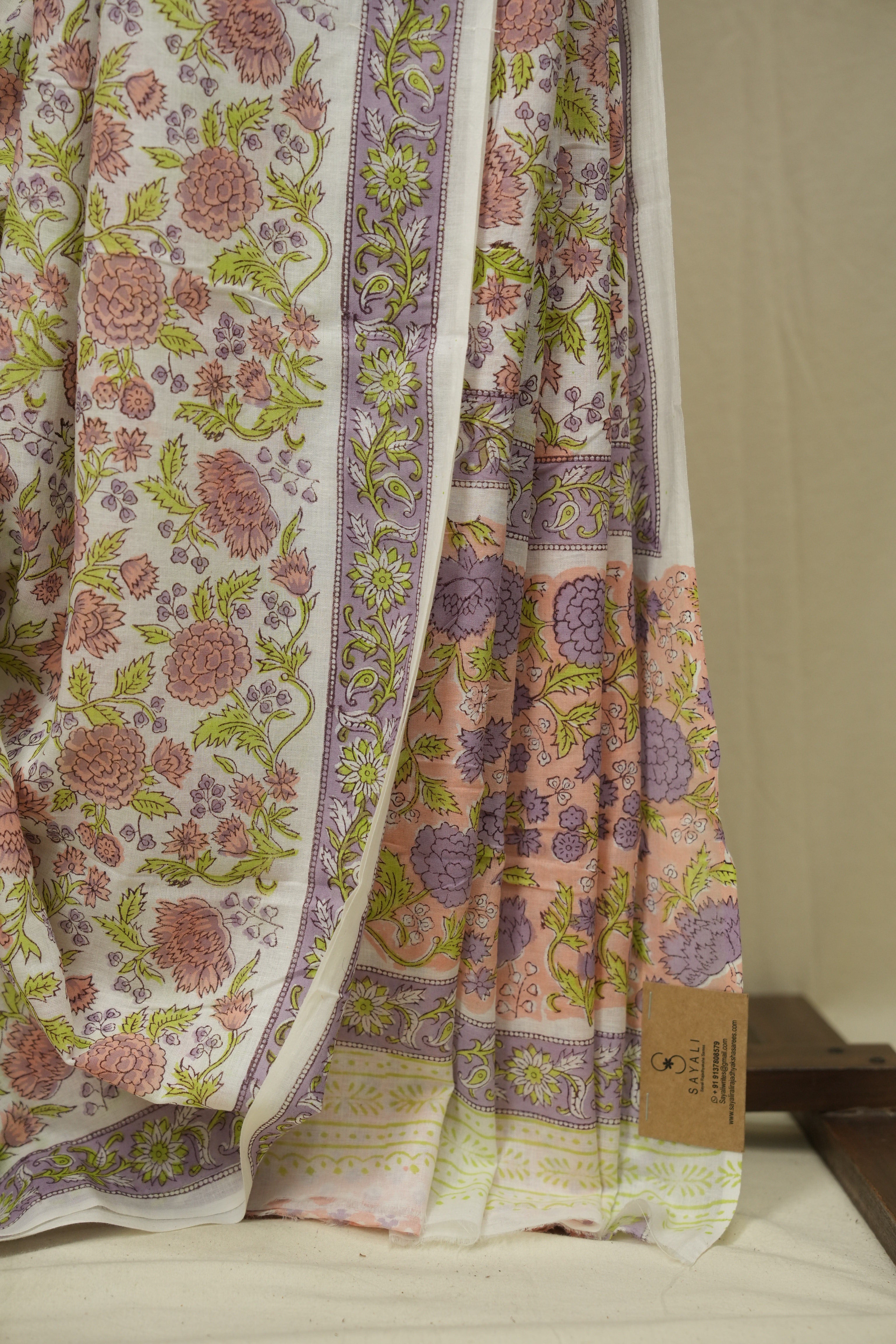 White HBP Cotton Saree - SRWCS3401