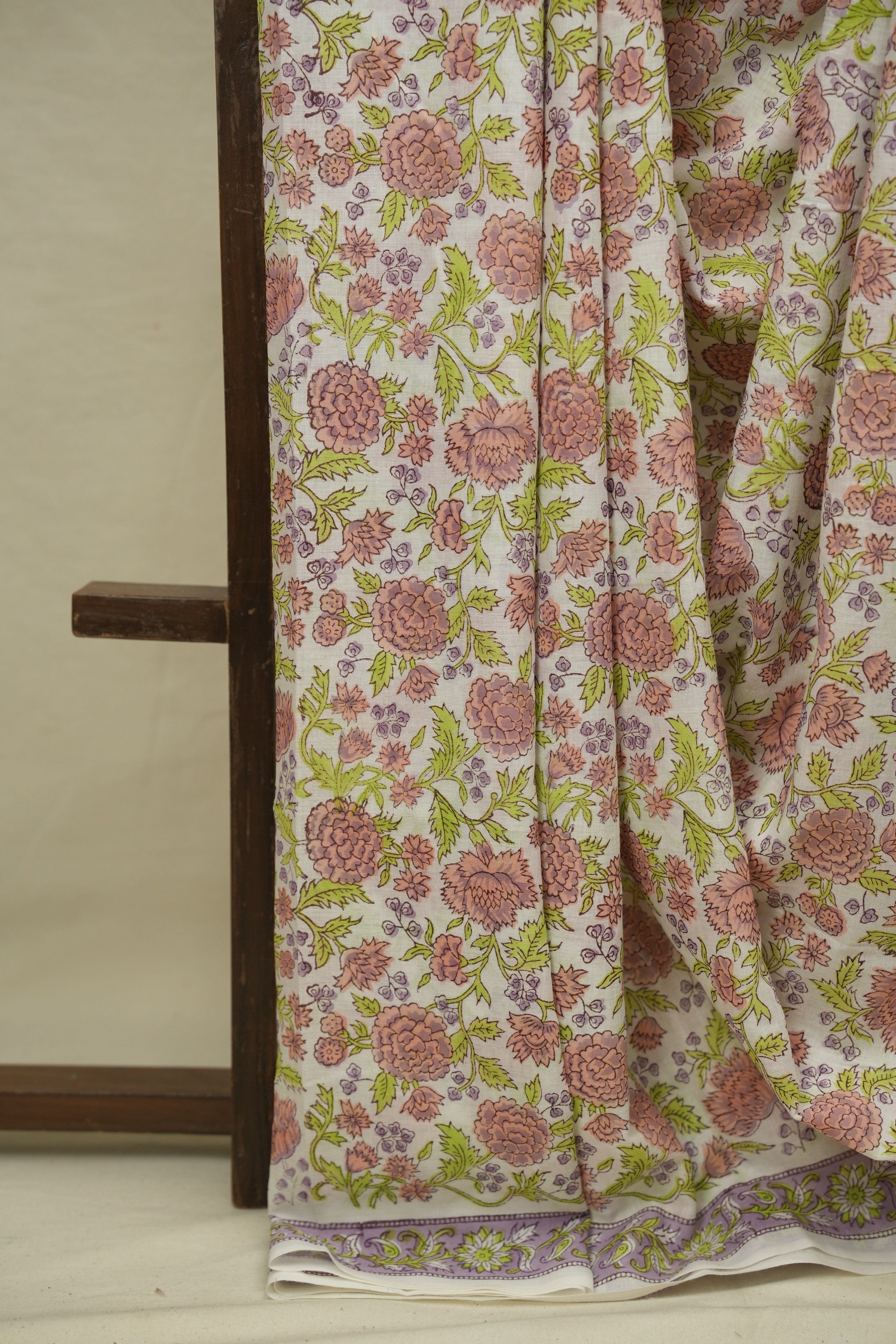 White HBP Cotton Saree - SRWCS3401